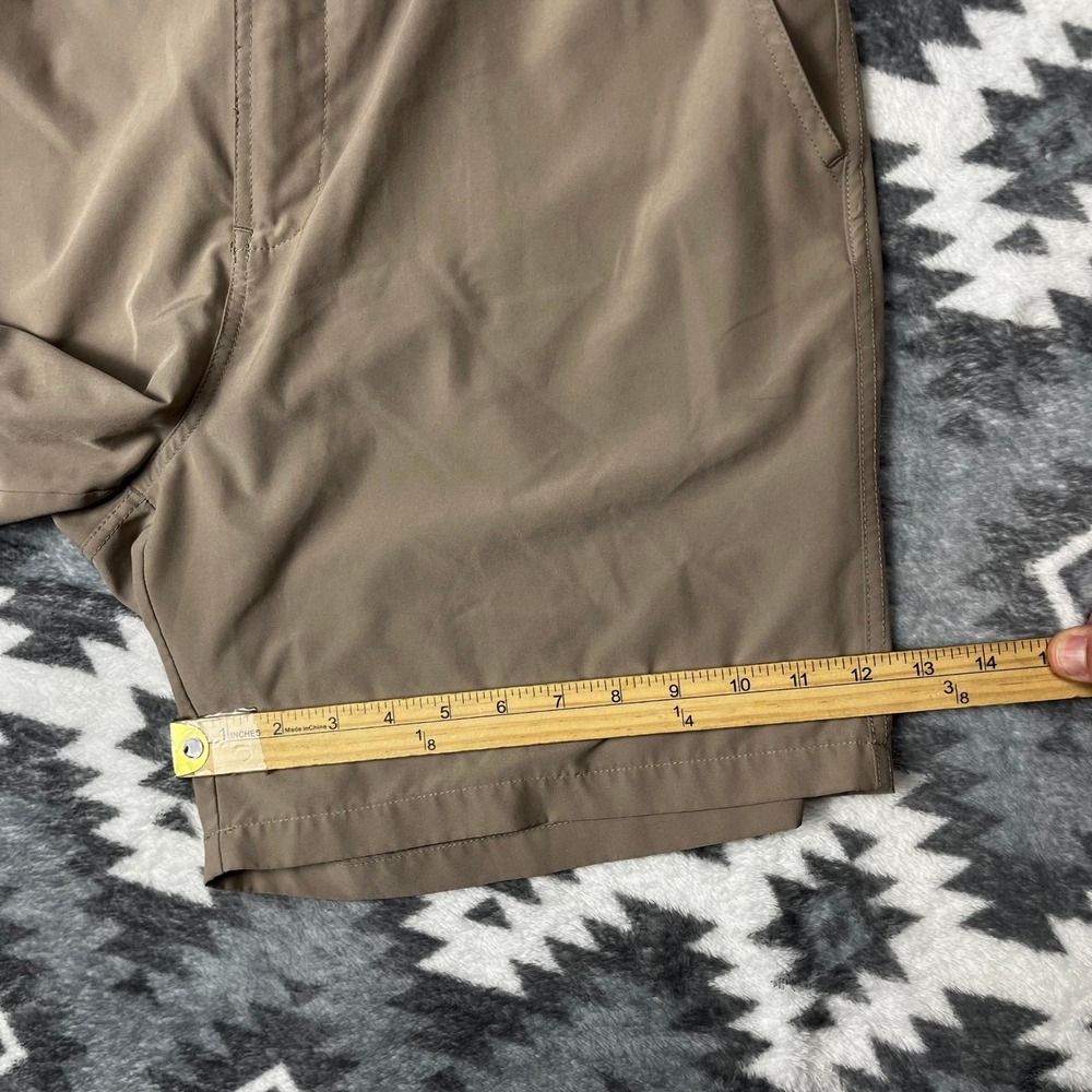 Burlebo Performance Shorts Khaki Tan Mens Large Stretch 7 Inch Inseam Comp Logo - Picture 9 of 12